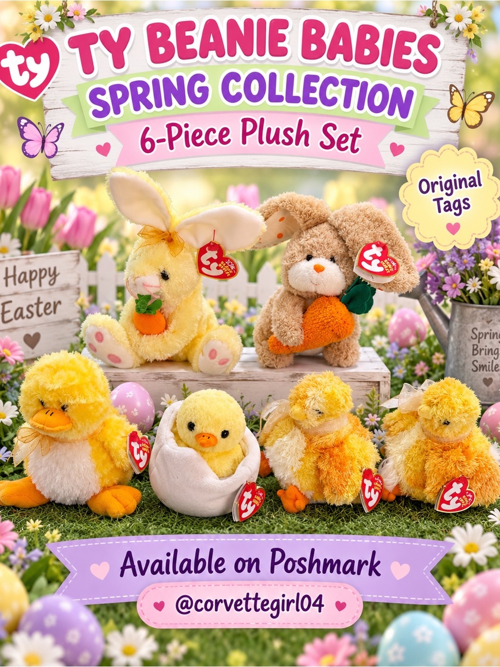 Ty Spring Collection 6-Piece Plush Set - Yellow & Brown